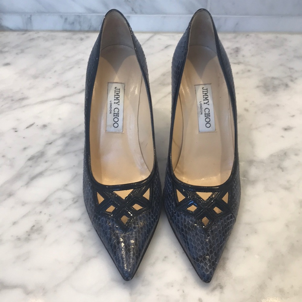 Jimmy Choo Blue Snake Skin Heels